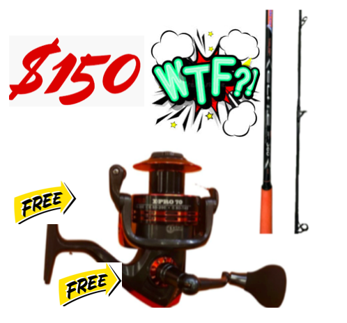 WTF ELITE SURF /ROCK ROD IN 2 SIZES – WITH A FREE RAPALA X PRO 70