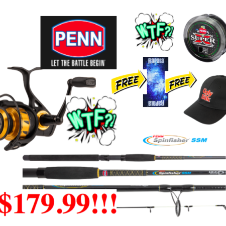 WTF DEAL -PENN BATTLE III 6000 SPINNING REEL WITH A FREE PENN SPINFISHER  SSM ROD! AVAILABLE IN 2 SIZES!!! $170! – Fishing R Us