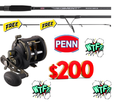 PENN DEAL OF THE DAY – PENN SQUALL II (SQLII15LW ) LEVEL WIND WITH FREE –  Regiment™ Black Ops II 6'3 2PC ( JOINT BUTT ) !!! $199.99!!! – Fishing R Us