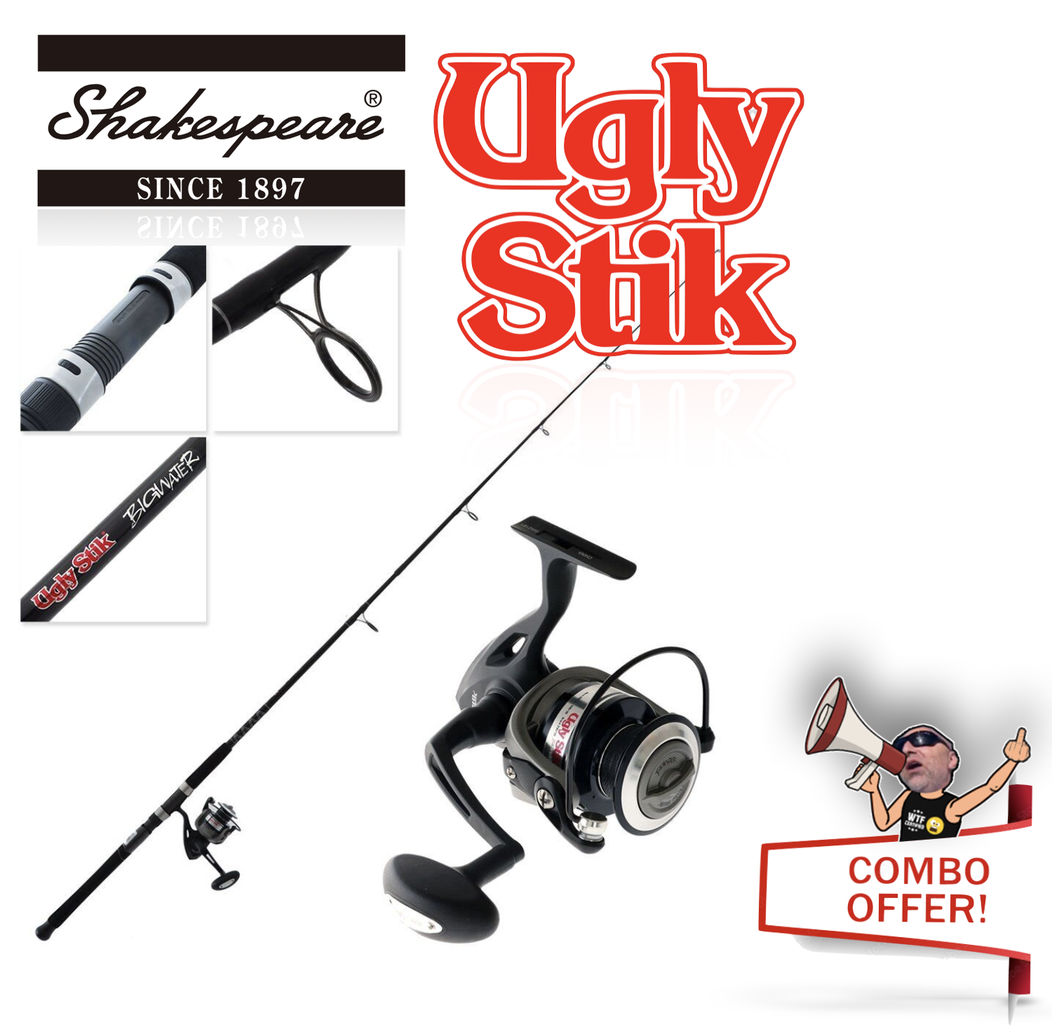 Shakespeare Ugly Stik Bigwater 561XH Spinning Combo 5'6 15-24 kg (Pe5) 1  Piece