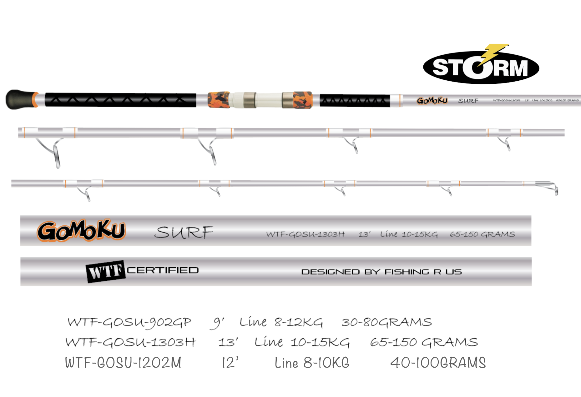 NEW STORM GOMOKU SURF RODS DESIGNED BY FISHING R US – 3 SIZES