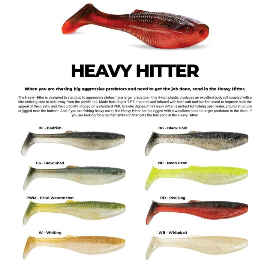 Rapala CRUSH CITYHeavy Hitter Soft Plastic Paddle Tail Lures (5 Pack of 4  Inch)
